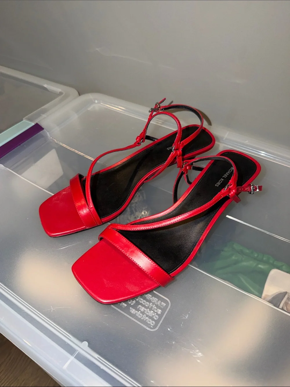 Michael Kors Red Strappy Square-Toe Women's Sandals
